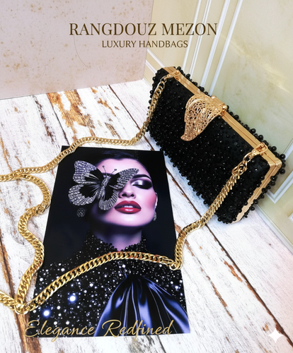 کیف زنانه مجلسی دستدوز جنس پارچه تور مرواریدی (جسمیکو)