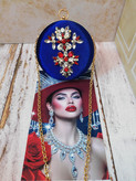کیف زنانه مجلسی دستدوز جواهر دوزی شده جنس پارچه مخمل