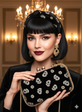 کیف زنانه مجلسی دستدوز جنس پارچه مخمل طرح دار