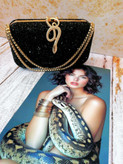 کیف مجلسی و کلاچ زنانه دست دوز_ مدل مارینا_ نگین لواشکی مشکی