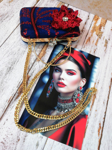 کیف زنانه مجلسی دستدوز و دست ساز جنس پارچه تور پولک دوزی شده