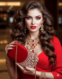 کیف مجلسی و کلاچ زنانه دست دوز_ مدل نورا قرمز_ مخمل اعلا براق
