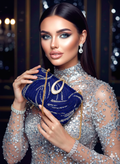 کیف مجلسی و کلاچ زنانه دست دوز_ مدل گلاره کبود_ تور کار شده طرحدار