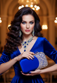 کیف زنانه مجلسی دستدوز جنس پارچه مخمل