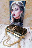 کیف مجلسی و کلاچ زنانه دست دوز_ مدل کبرا_ مخمل اعلا زرکوب طرح پوست مار