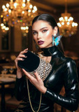 کیف مجلسی و کلاچ زنانه دست دوز_ مدل نورا مشکی_ مخمل اعلا براق