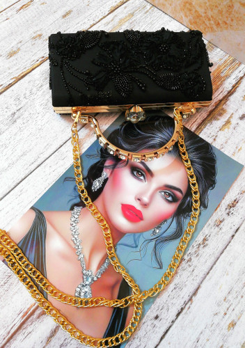 کیف زنانه مجلسی دستدوز و دست ساز جنس پارچه تور گل برجسته (گل حریر)