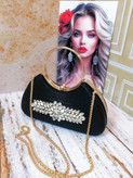 کیف مجلسی و کلاچ زنانه دست دوز_ مدل شاه دخت_ پارچه دیسکو یا مخمل