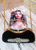 کیف مجلسی و کلاچ زنانه دست دوز_ مدل شاه دخت_ پارچه دیسکو یا مخمل