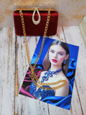 کیف مجلسی و کلاچ زنانه دست دوز_ مدل گلاره ناردون_ مخمل اعلا براق آلبالویی