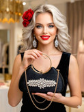 کیف مجلسی و کلاچ زنانه دست دوز_ مدل شاه دخت_ پارچه دیسکو یا مخمل