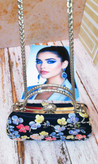 کیف مجلسی و کلاچ زنانه دست دوز_ مدل گلفام سورمه ای_ تور روباندوزی