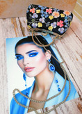 کیف مجلسی و کلاچ زنانه دست دوز_ مدل گلفام سورمه ای_ تور روباندوزی