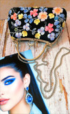 کیف مجلسی و کلاچ زنانه دست دوز_ مدل گلفام سورمه ای_ تور روباندوزی