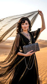 کیف مجلسی و کلاچ زنانه دست دوز_ مدل ستاره شب_ نگین لواشکی زغالی
