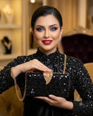 کیف زنانه مجلسی دستدوز جنس پارچه تور مرواریدی (جسمیکو)
