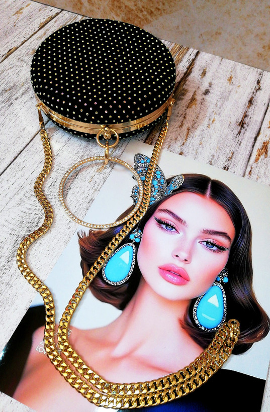 کیف مجلسی و کلاچ زنانه دست دوز_ مدل گرد هفت رنگ_ تور فول نگین
