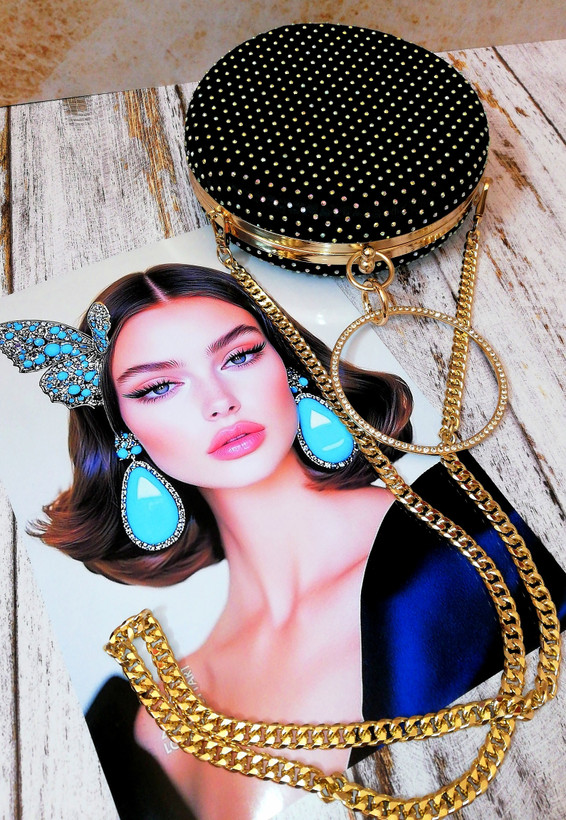 کیف مجلسی و کلاچ زنانه دست دوز_ مدل گرد هفت رنگ_ تور فول نگین