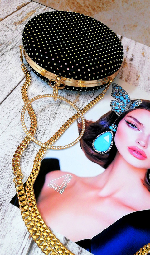 کیف مجلسی و کلاچ زنانه دست دوز_ مدل گرد هفت رنگ_ تور فول نگین