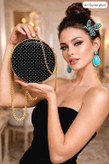 کیف مجلسی و کلاچ زنانه دست دوز_ مدل گرد هفت رنگ_ تور فول نگین