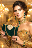 کیف مجلسی و کلاچ زنانه دست دوز_ مدل داوین سبز_ مخمل اعلا براق سبز