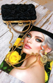 کیف مجلسی و کلاچ زنانه دست دوز_ مدل آدلیا_ تور گل برجسته روباندوزی کار شده با منجوق و مروارید و پولک