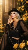 کیف مجلسی و کلاچ زنانه دست دوز_ مدل آدلیا_ تور گل برجسته روباندوزی کار شده با منجوق و مروارید و پولک