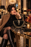 کیف مجلسی و کلاچ زنانه دست دوز_ مدل مارینا_ نگین لواشکی مشکی