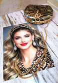 کیف مجلسی و کلاچ زنانه دست دوز_ مدل پایتون_ مخمل اعلا زرکوب طرح پوست مار
