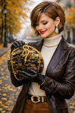 کیف مجلسی و کلاچ زنانه دست دوز_ مدل پایتون_ مخمل اعلا زرکوب طرح پوست مار