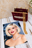 کیف مجلسی و کلاچ زنانه دست دوز_ مدل نور دخت(آلبالویی)_ مخمل اعلا پولک دوزی شده